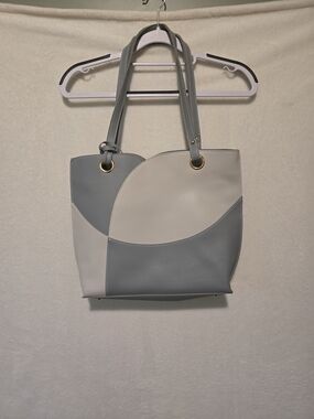 Two-Tone Gray and Cream Vegan Bag